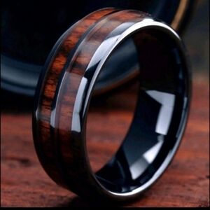 NEW Mens KOA Hawaiian Wood Grain Tungsten Band Ring Anniversary Wedding Popular